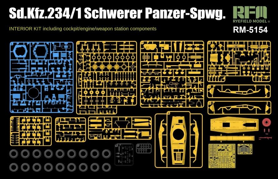 RYE FIELD 5154 1/35 Sd.Kfz. 234/1 Schwerer Panzer - Spwg. Interior Model Kit - ModelHives