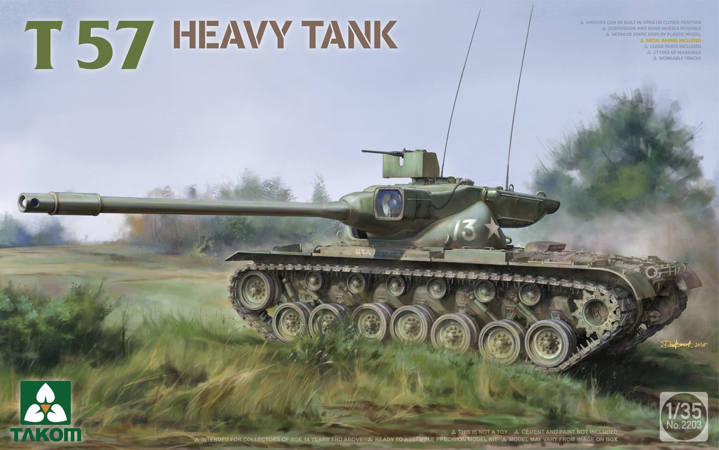 TAKOM 2203 1/35 US T57 Heavy Tank Assembly Model Kit - ModelHives