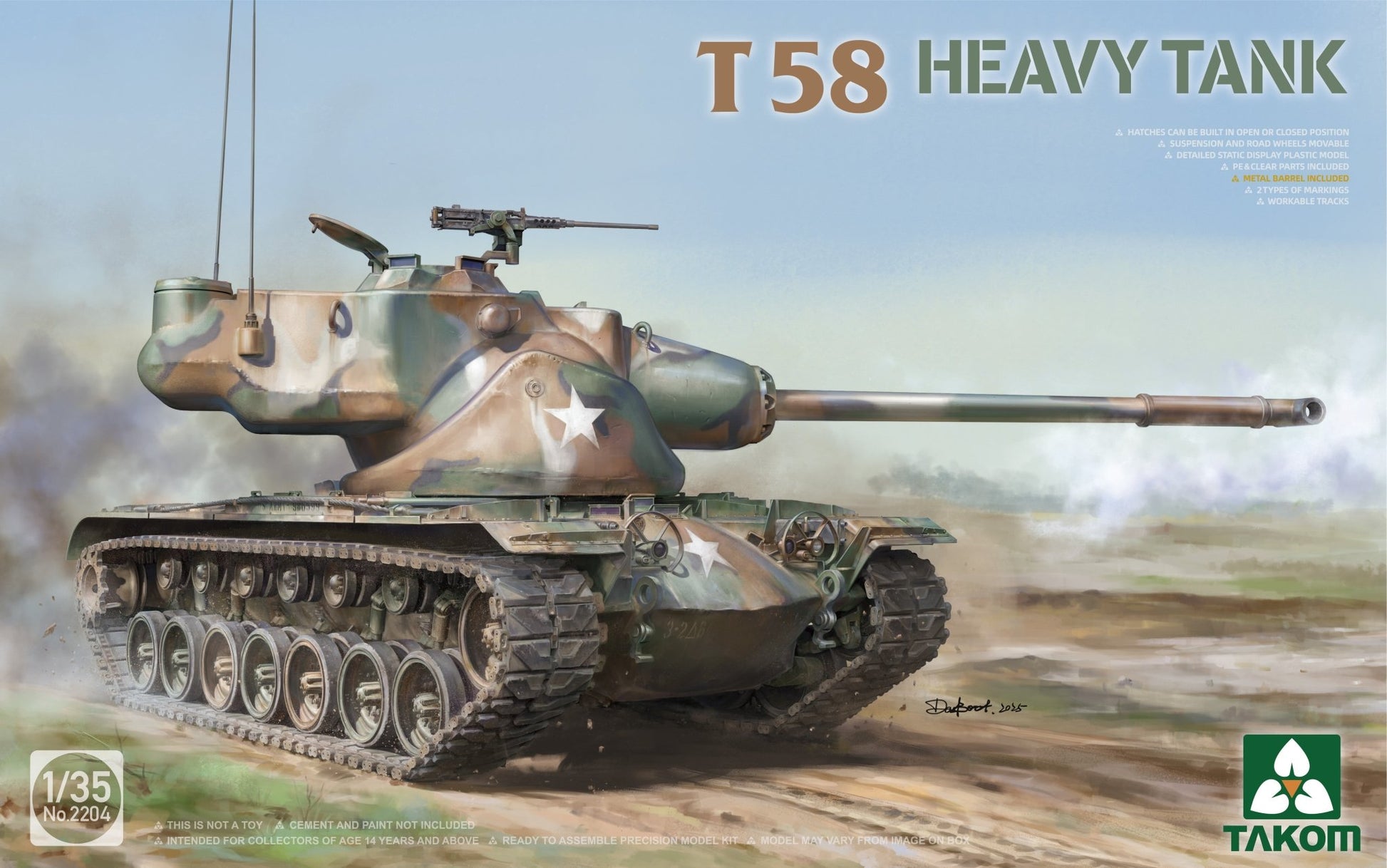 TAKOM 2204 1/35 US T58 Heavy Tank Assembly Model Kit - ModelHives